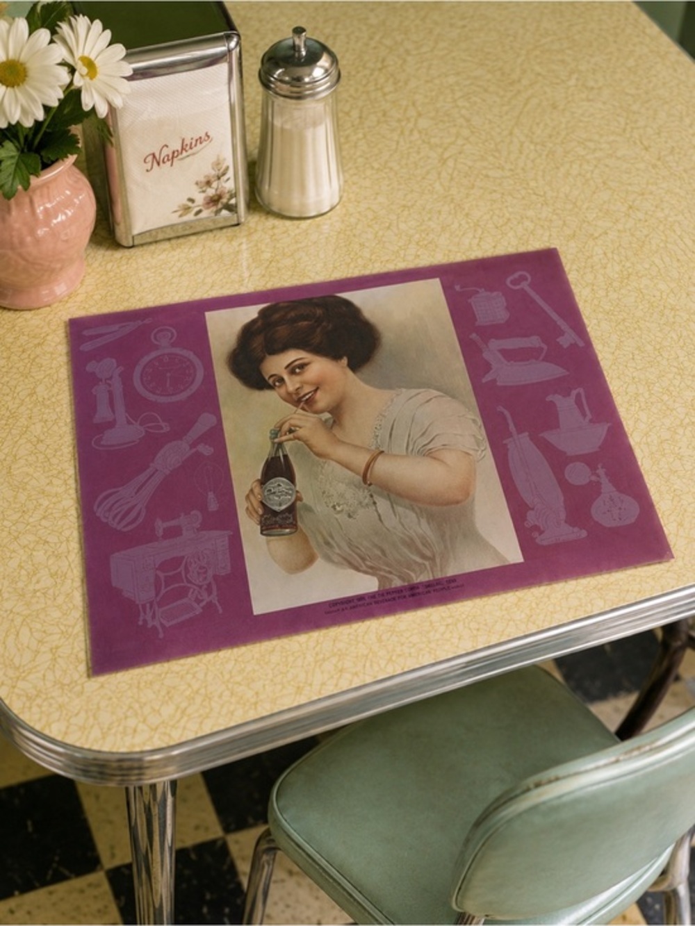 Coca Cola Placemat Vintage Advertising Set of 5 “Calendar Girl” Collectible